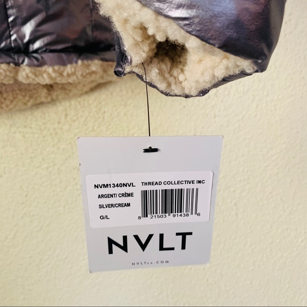 NVLT Silver Reversible Down Puffer Sherpa Jacket - Picture 10 of 16